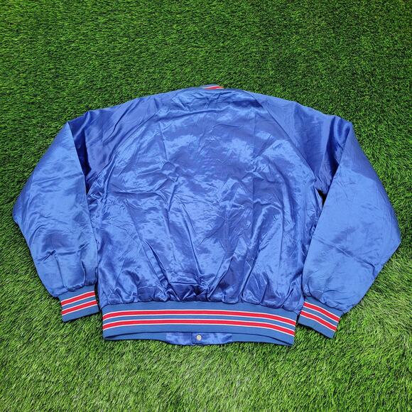 Vintage 80s New York Giants Varsity Bomber Jacket L/XL Chalk-Line Retro NFL Crop - Picture 3 of 15